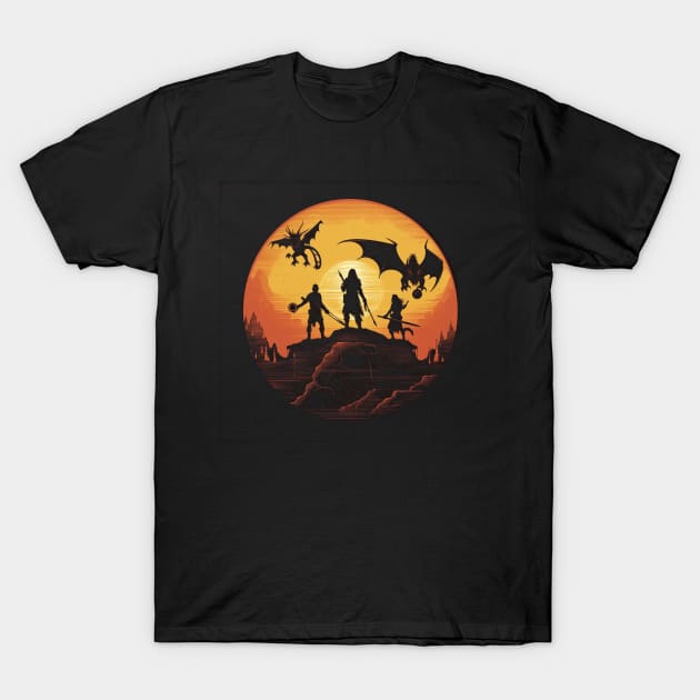 Epic Fantasy Skyline Design T-Shirt by SzlagRPG